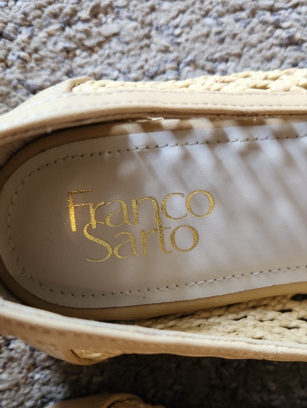Franco Sarto Yellow Woven Square-Toe Ballet Flats with Bow - Picture 2 of 7